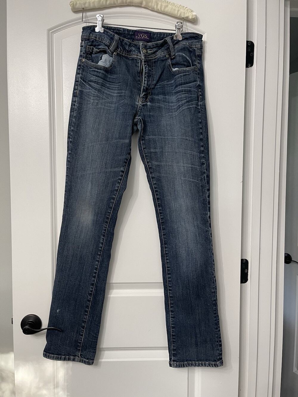 Y2k VIGOSS Jeans Denim The Houston Blue Jeans Womens Distressed Wash Braided 6